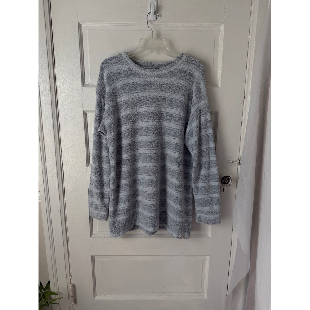 Vineyard Crew Textured Striped Crewneck Sweater Light Blue Gray Cotton Blend XL - Picture 11 of 11
